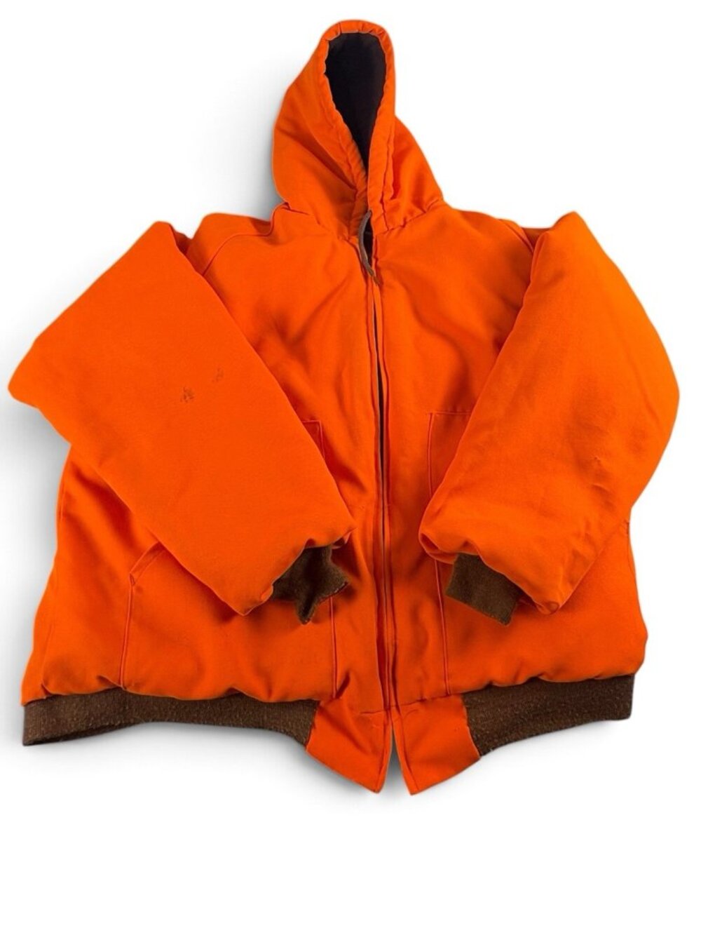 Vintage Mossy Oak Blaze Orange Hunting Jacket XL Hooded Insulated Made in USA